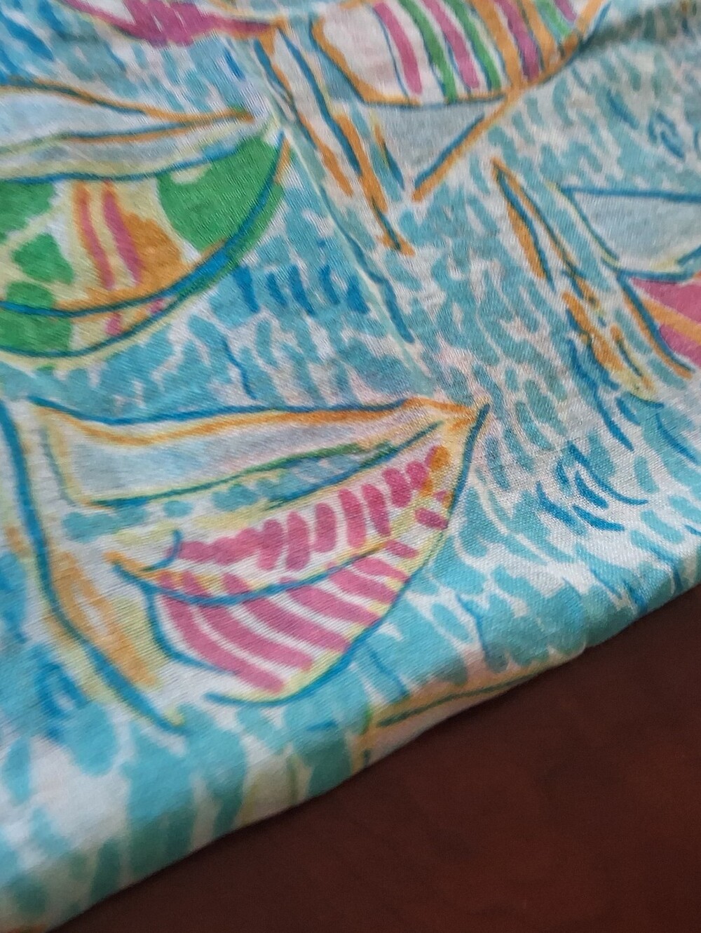 Lilly Pulitzer Murfee Scarf "You Gotta Regatta" Holy Grail Silk/cashmere EUC - Picture 4 of 5